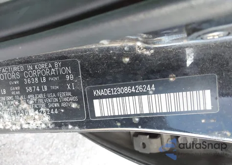 2008 Kia Rio Lx from USA, damaged, VIN KNADE123086426244